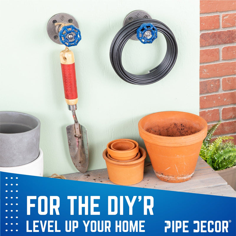 Gancho de pared industrial azul con brida (paquete de 2)