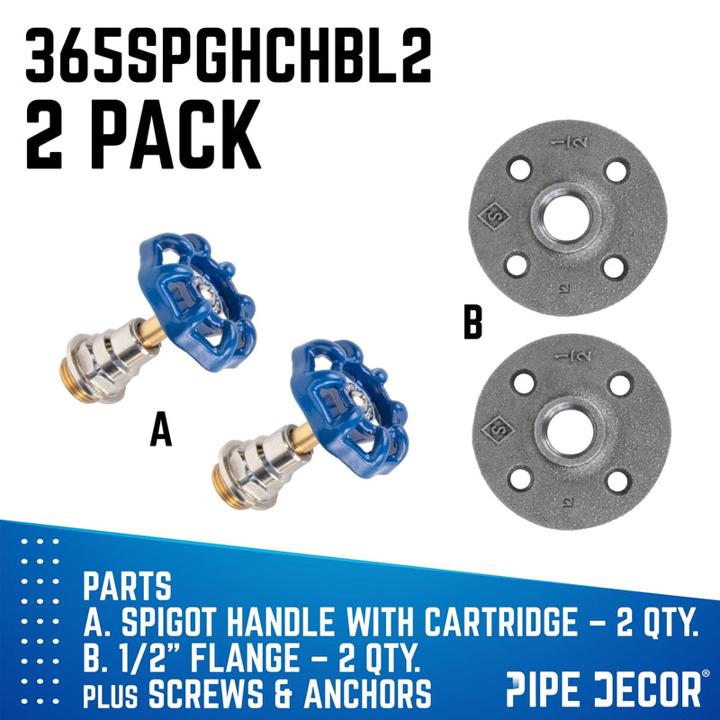 Gancho de pared industrial azul con brida (paquete de 2)