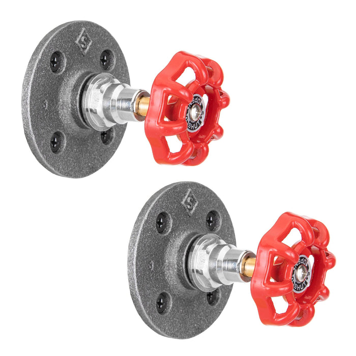 Red Industrial Spigot Wall Hook with Flange (2-Pack)