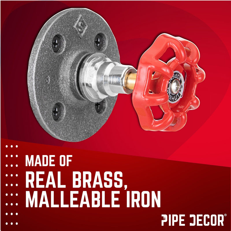 Gancho de pared industrial rojo con brida (paquete de 2)