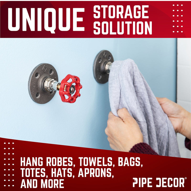 Gancho de pared industrial rojo con brida (paquete de 2)