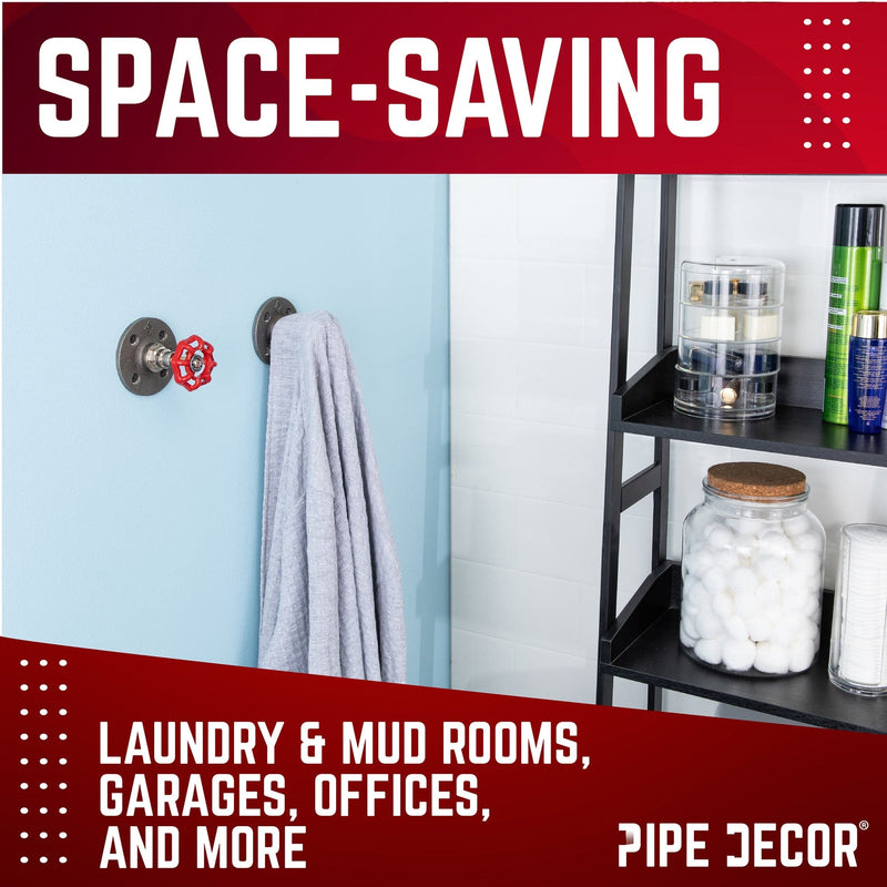 Gancho de pared industrial rojo con brida (paquete de 2)