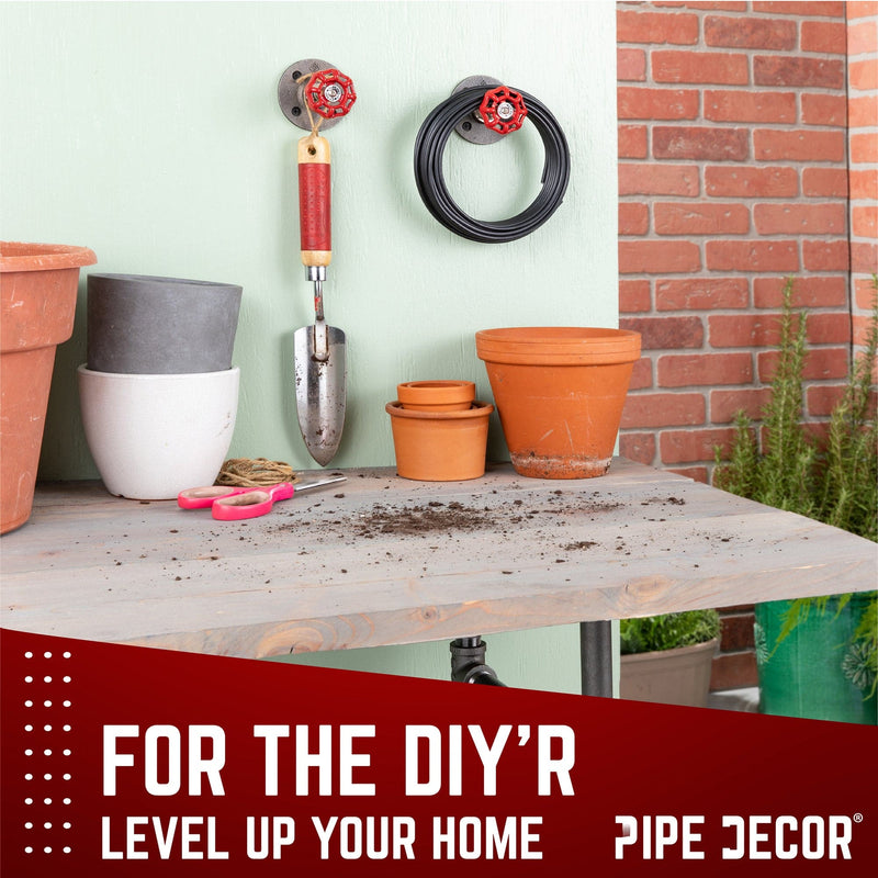 Gancho de pared industrial rojo con brida (paquete de 2)