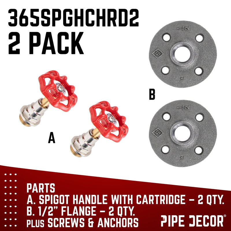 Gancho de pared industrial rojo con brida (paquete de 2)