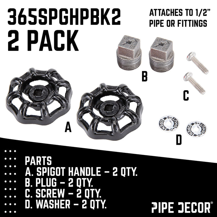Black Industrial Spigot with Plug (2-Pack)