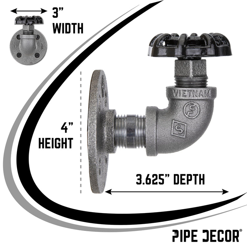 Gancho de pared curvo industrial negro con brida (paquete de 2)