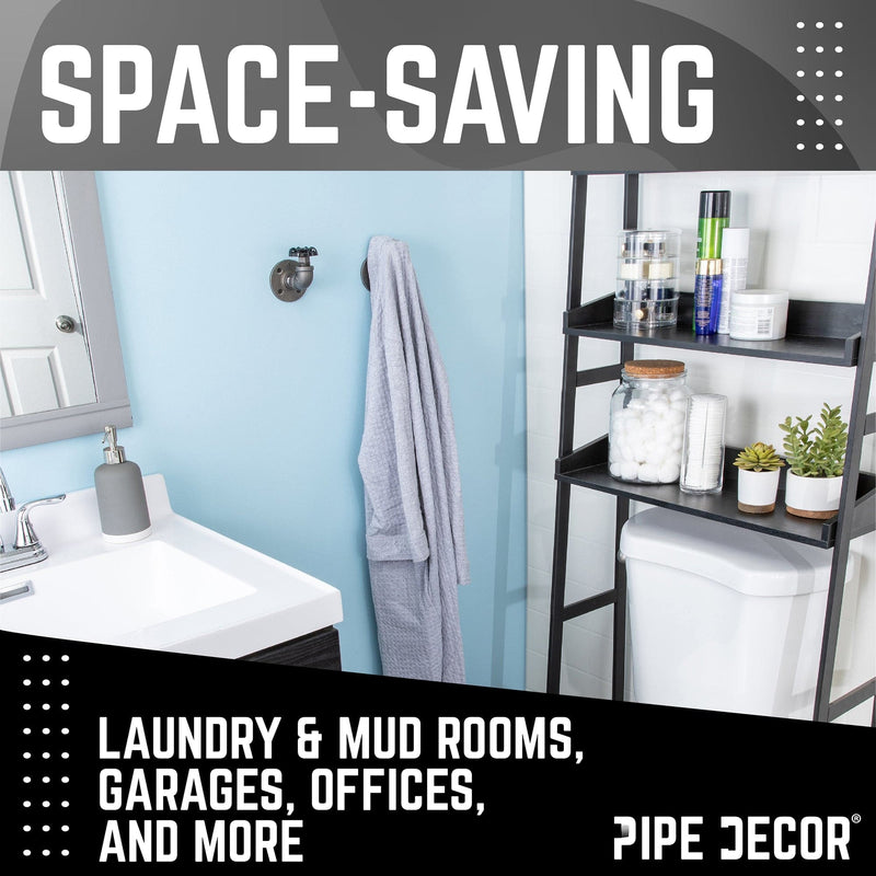 Gancho de pared curvo industrial negro con brida (paquete de 2)