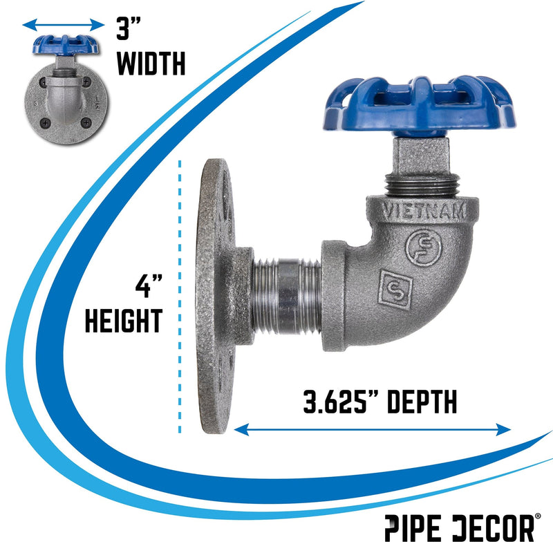 Gancho de pared curvo industrial azul con brida (paquete de 2)