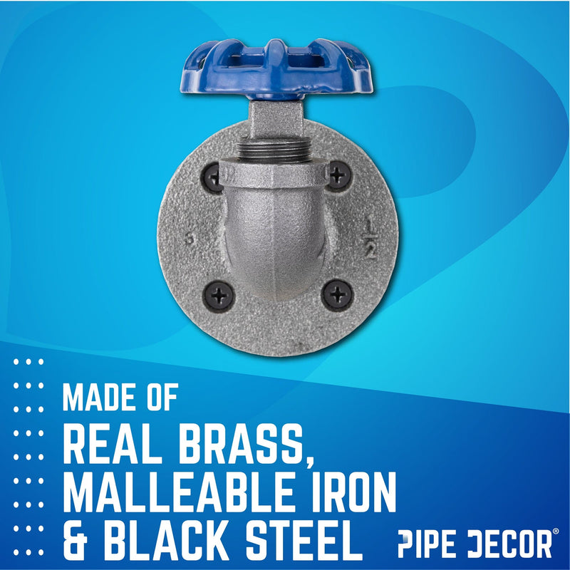 Gancho de pared curvo industrial azul con brida (paquete de 2)