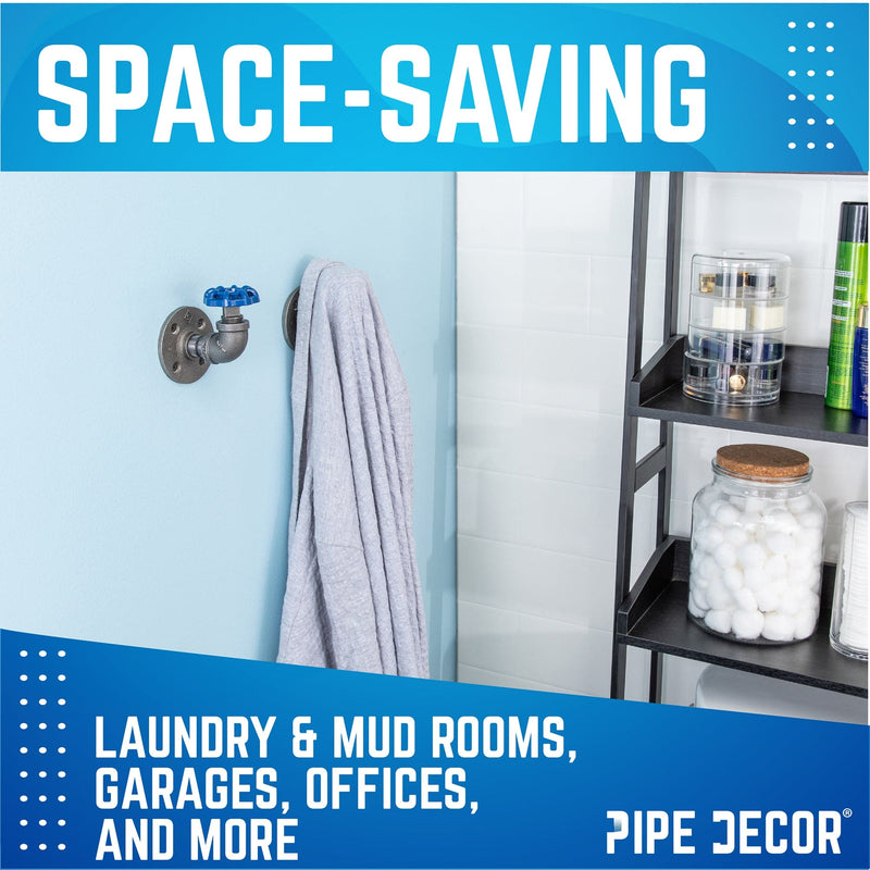 Gancho de pared curvo industrial azul con brida (paquete de 2)