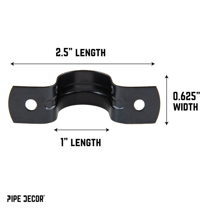 Black Steel U-shaped Pipe Straps for ½” Pipe