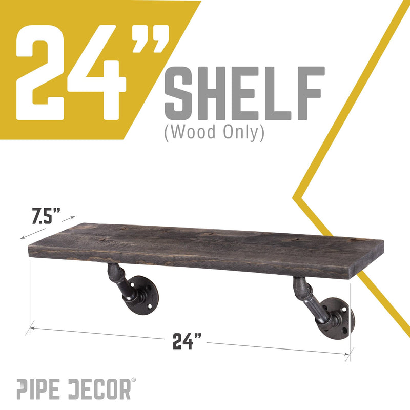 RESTORE Boulder Black 24 in. Wood Shelf (Wood Only)