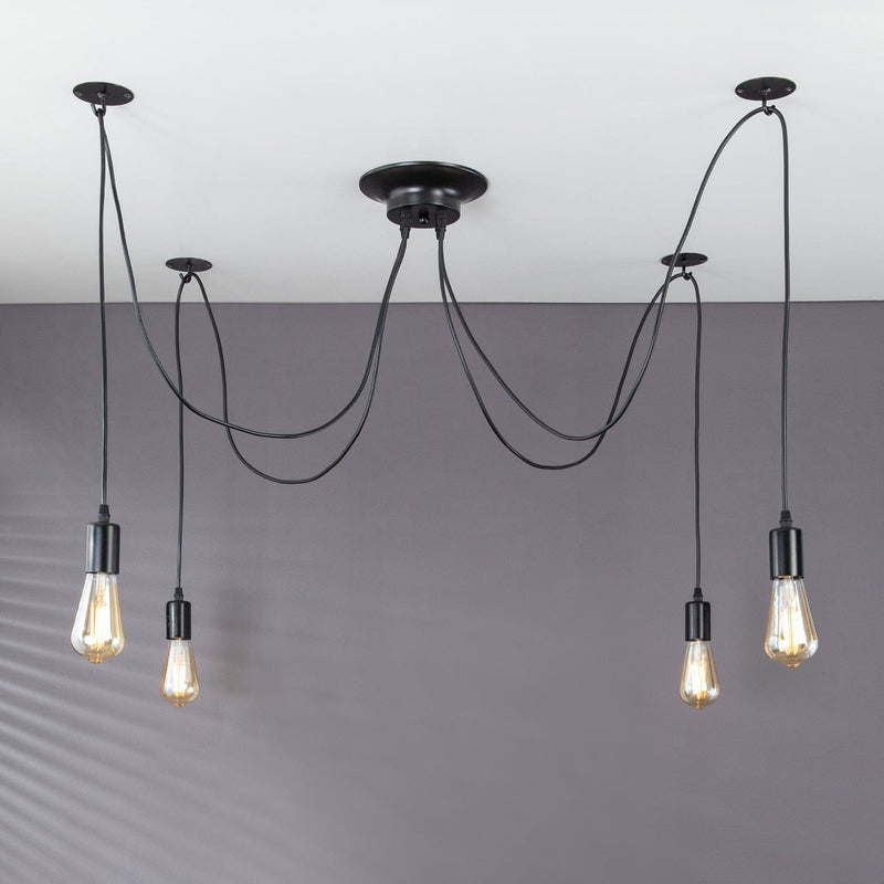 Black Spider Pendant Light with 4 Adjustable Arms