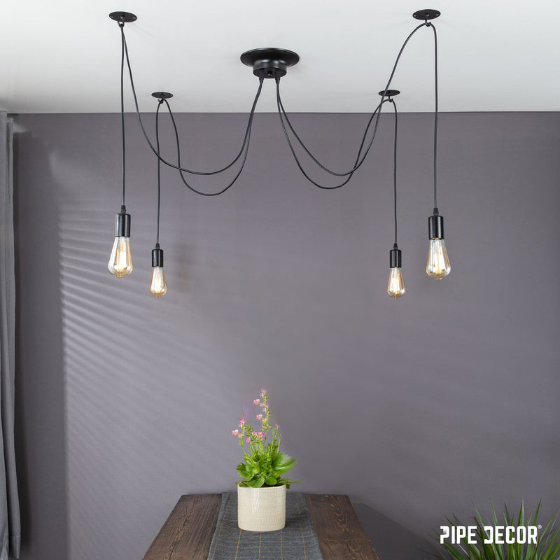 Black Spider Pendant Light with 4 Adjustable Arms