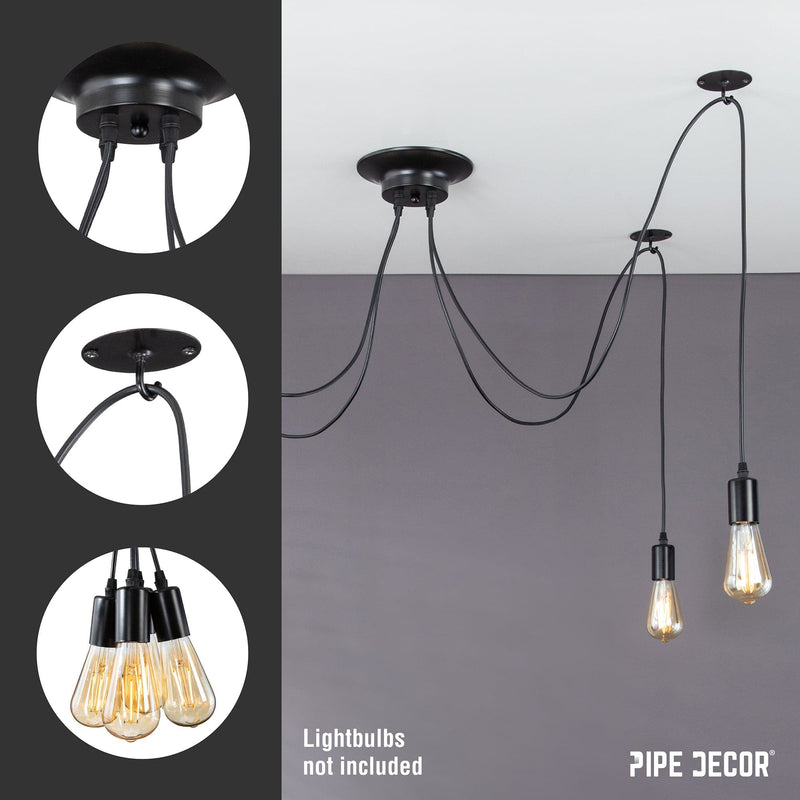 Black Spider Pendant Light with 4 Adjustable Arms