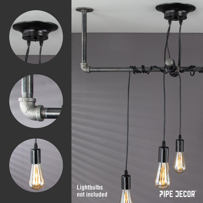 Black Spider Pendant Light Kit with Pipe Cross Hanging Accessory and 4 Adjustable Arms