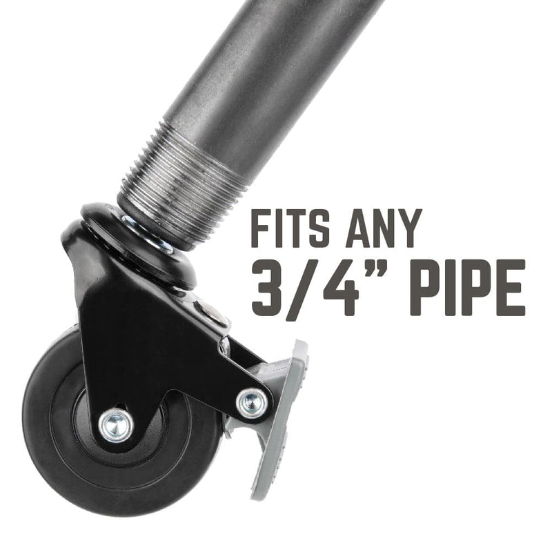 Swivel Caster Wheels for ¾" Pipe (4-Pack)
