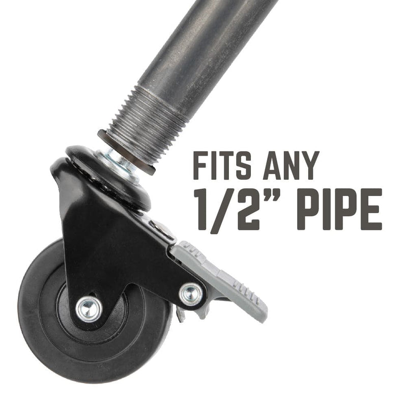 Swivel Caster Wheels for ½" Pipe (4-Pack)