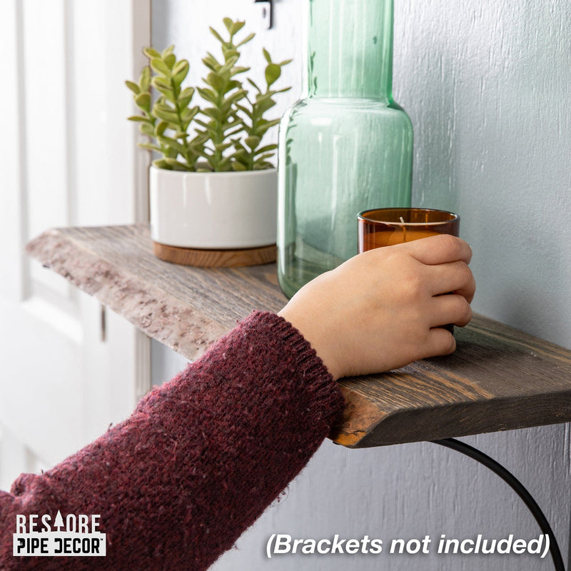 RESTORE Boulder Black 24 in. Live Edge Wood Shelf (Wood Only)