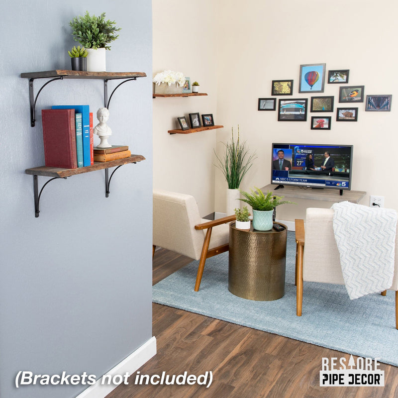 RESTORE Boulder Black 24 in. Live Edge Wood Shelf (Wood Only)