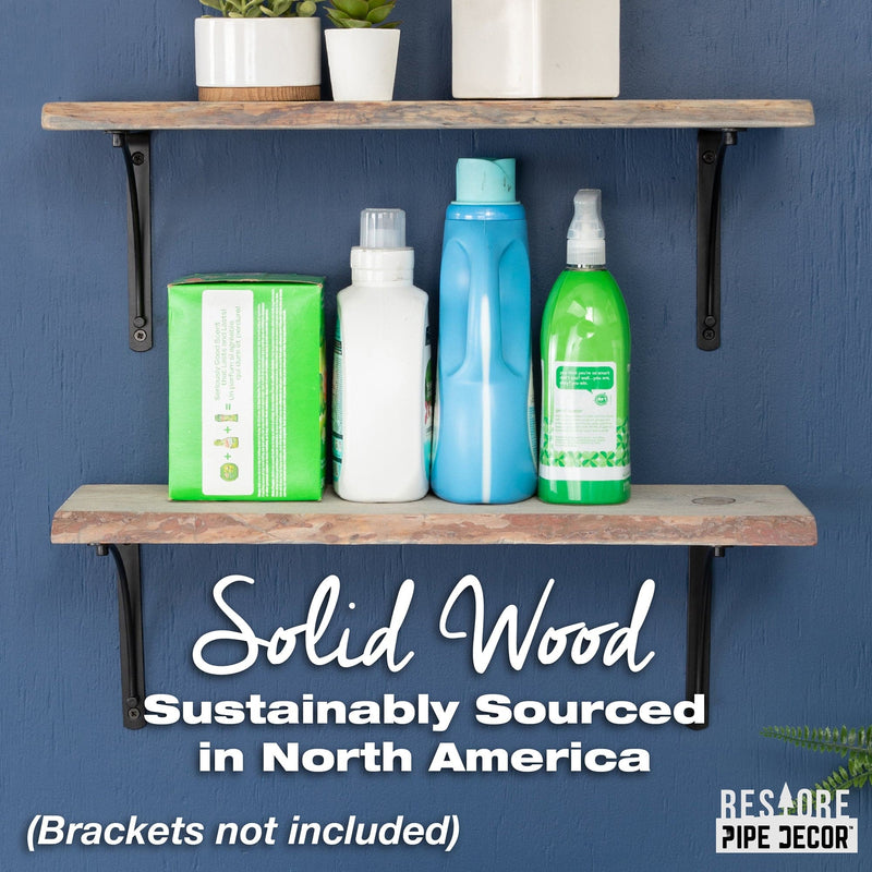 RESTORE Riverstone Grey 24 in. Live Edge Wood Shelf (Wood Only)