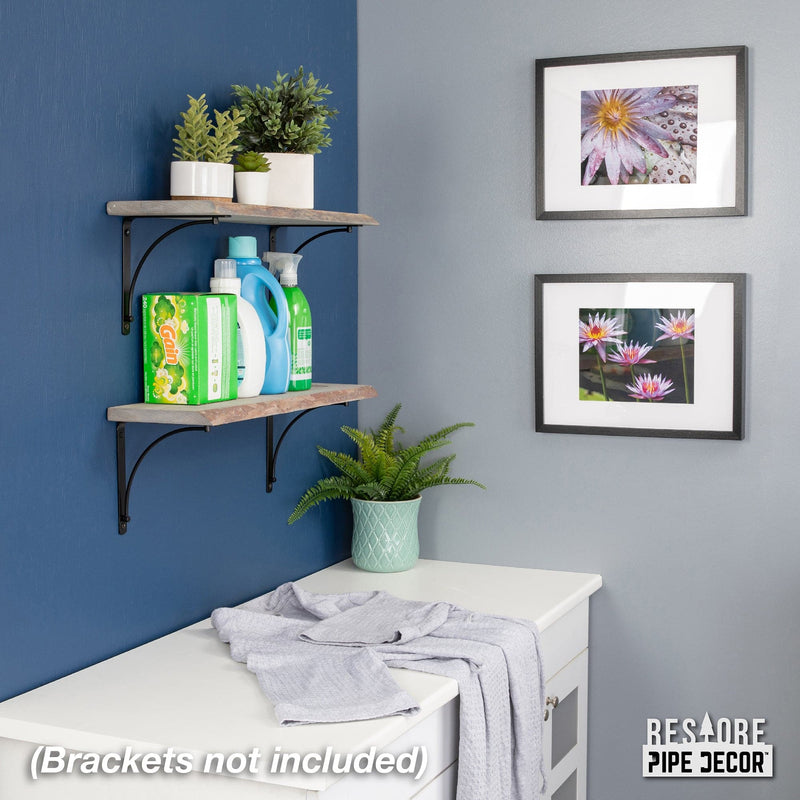 RESTORE Riverstone Grey 24 in. Live Edge Wood Shelf (Wood Only)