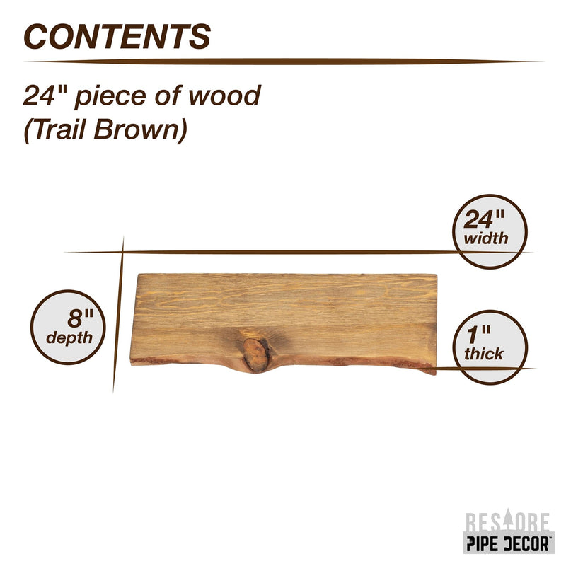 Étagère en bois brun Restore Trail de 24 po (bois seulement)