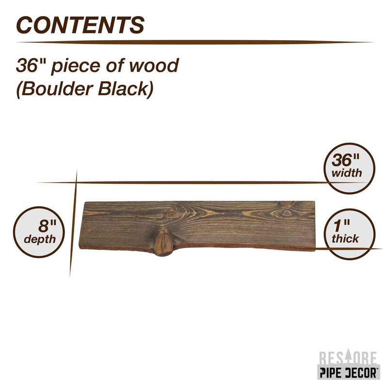 Étagère RESTORE Boulder Black 36 po en bois naturel (bois seulement)