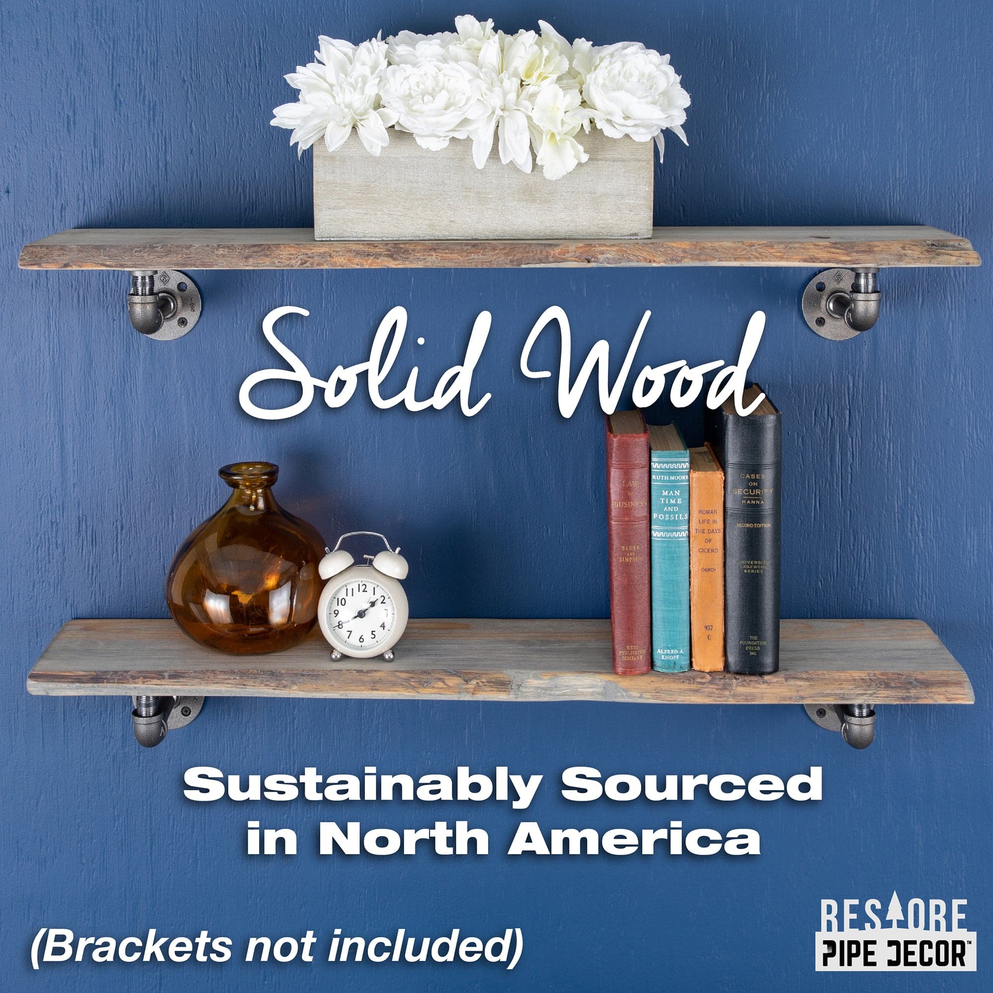 RESTORE Riverstone Grey 36 in. Live Edge Wood Shelf (Wood Only