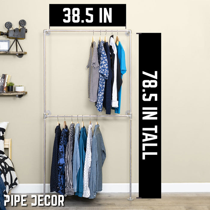 Galvanized Wall Mounted Double Hung Clothing Rack — PIPE DECOR