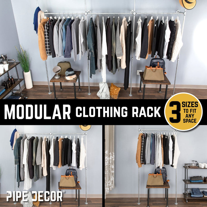 115 in. Galvanized Wall Mounted Clothing Rack, Triple