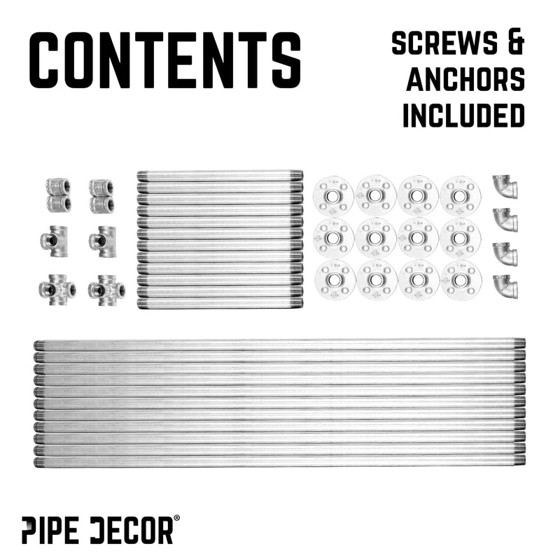 115 in. Galvanized Wall Mounted Clothing Rack, Triple