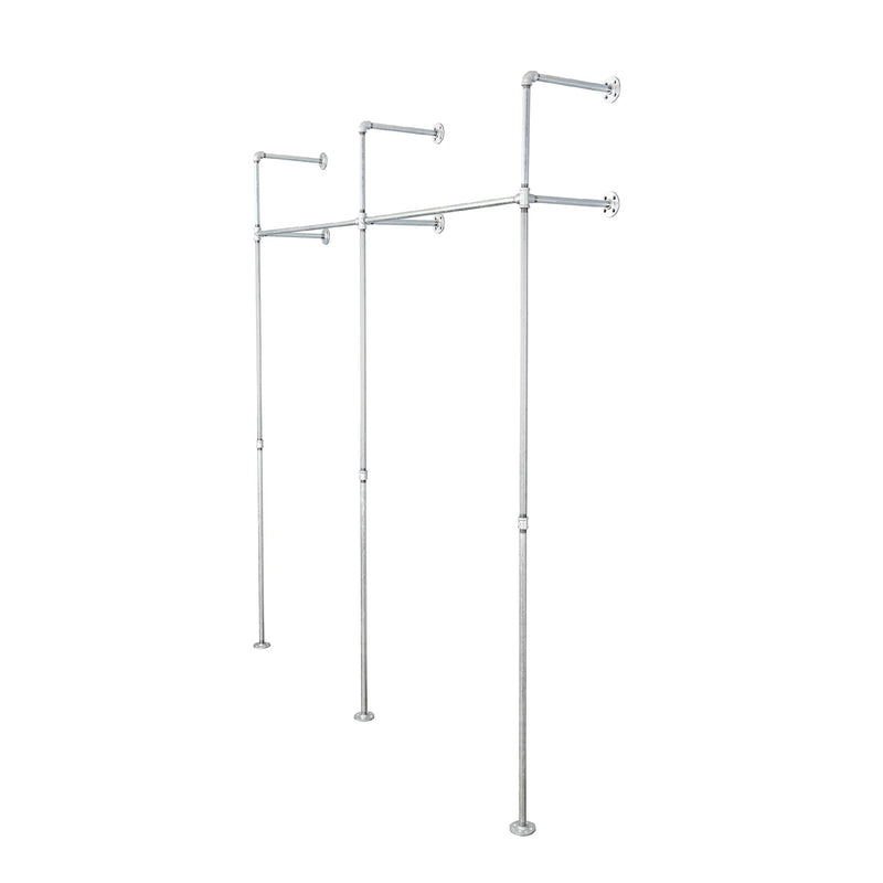 76.375 in. Galvanized Wall Mounted Clothing Rack, Double