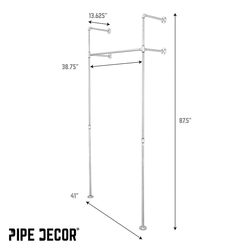 Perchero de pared galvanizado de 41 pulgadas, individual