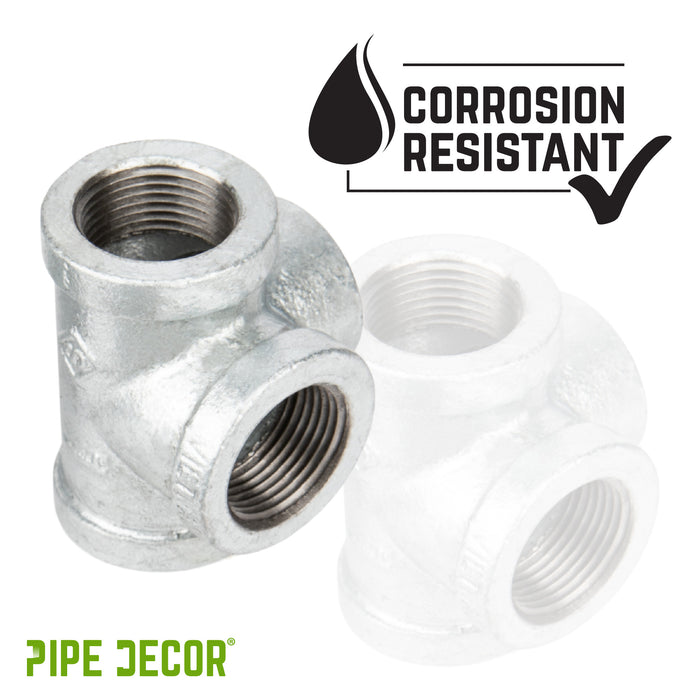 Pipe Decor Galvanized 4 Way Fitting is Corrosion Resistant