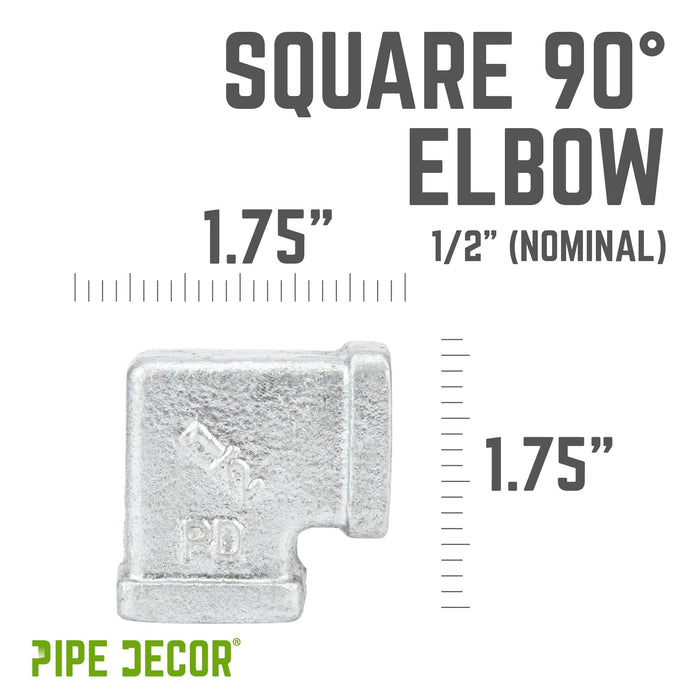 1/2 in. Galvanized Square 90 Degree Elbow