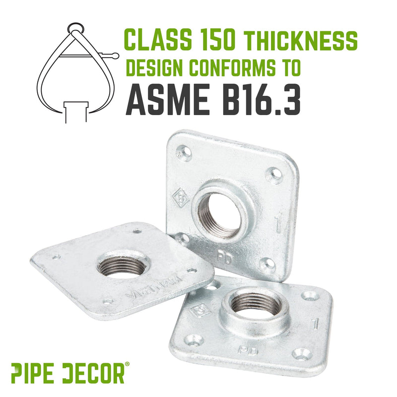 Bride de plancher carrée galvanisée de 1 po