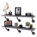 Restore Riverstone Grey 36 in. Shelves with Angled Brackets - Pipe Decor