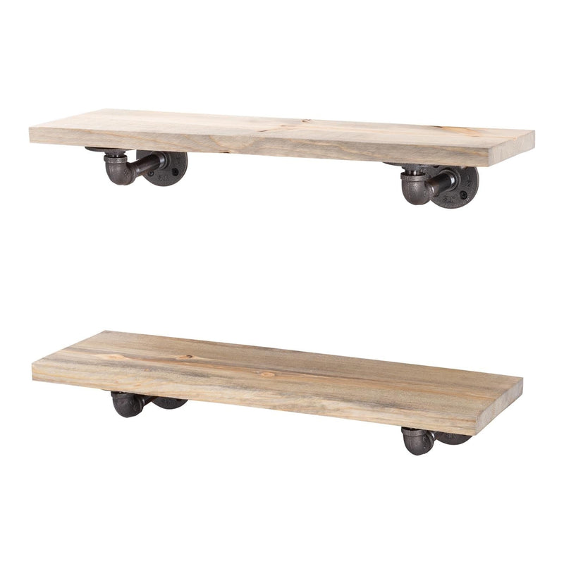 Restore Driftwood Tan 24 in. Shelves with L-Shaped Brackets - Pipe Decor