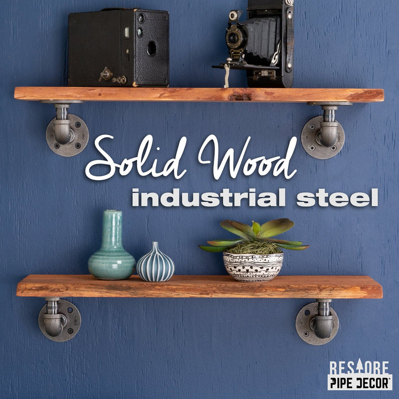 Étagère en bois de cèdre Sunset de 24 po avec bordures en bois naturel et supports en L (paquet de 2)