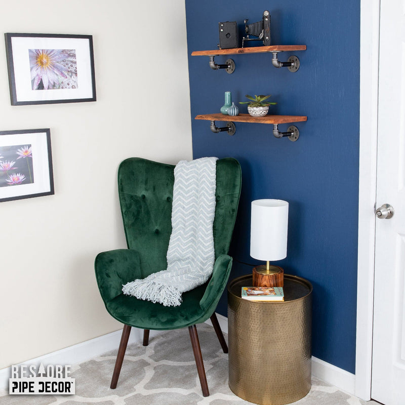 Étagère en bois de cèdre Sunset de 24 po avec bordures en bois naturel et supports en L (paquet de 2)