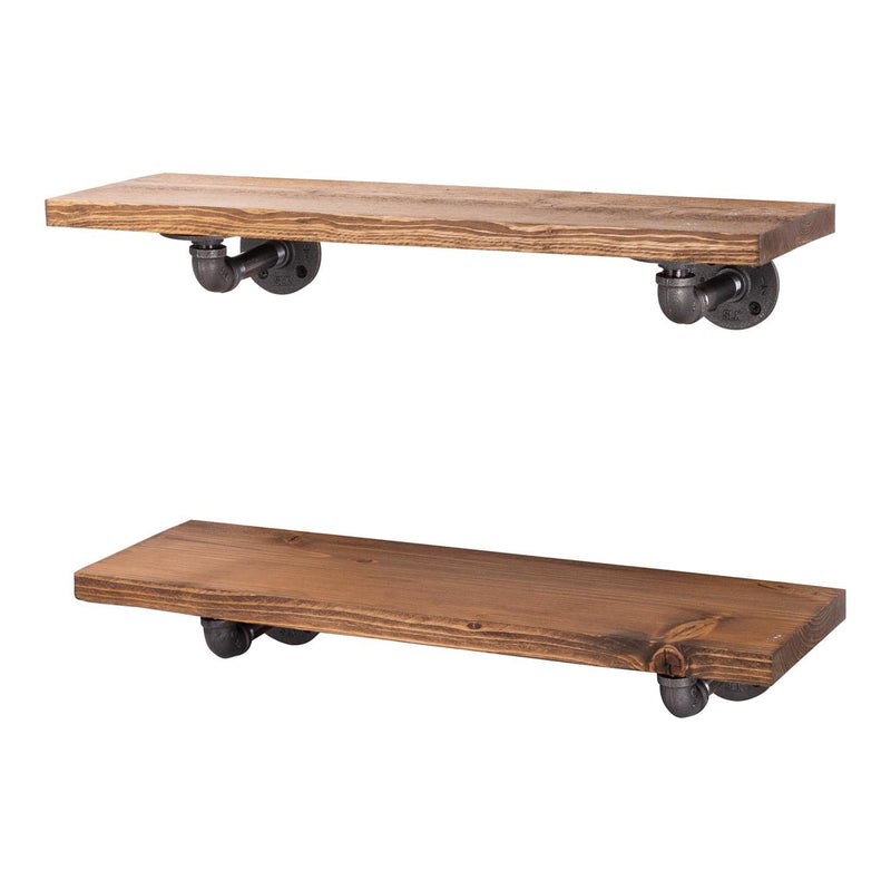 Restore Autumn Brown 24 in. Shelves with L-Shaped Brackets - Pipe Decor