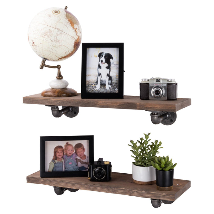 Restore Trail Brown 24 in. Shelves with L-Shaped Brackets - Pipe Decor