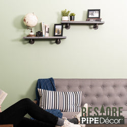 Restore Riverstone Grey 24 in. Shelves with L-Shaped Brackets - Pipe Decor