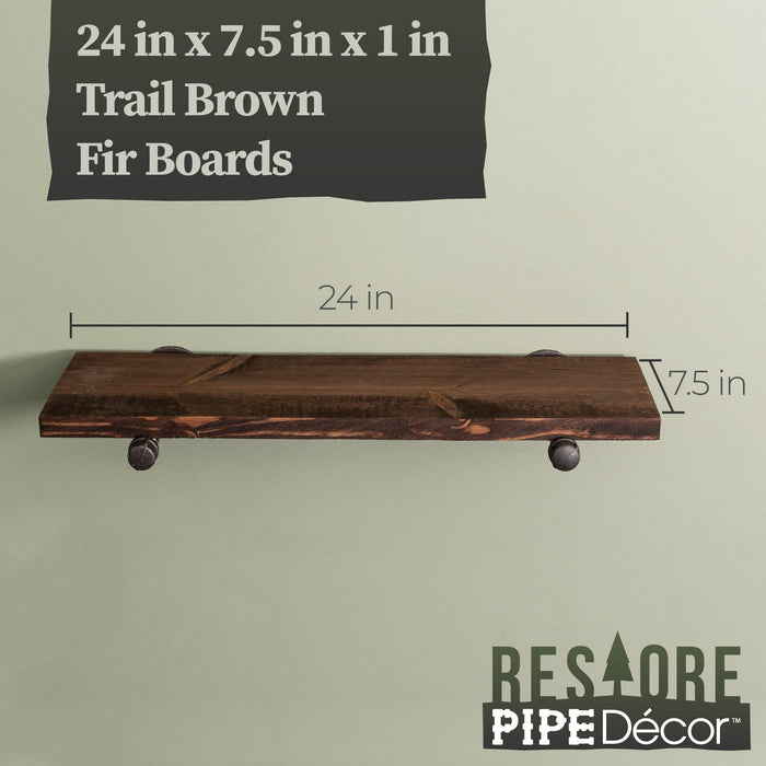 Restore Trail Brown 24 in. Shelves with Straight Brackets - Pipe Decor