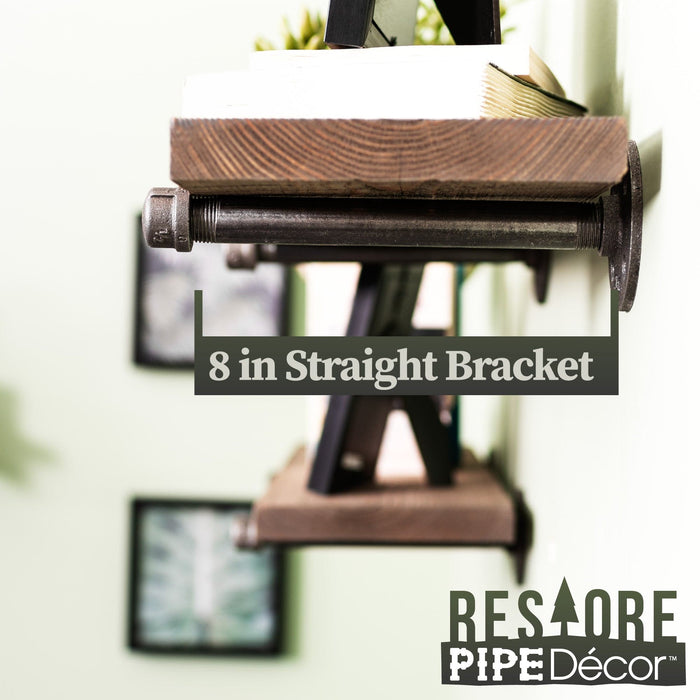 Restore Sunset Brown 24 in. Shelves with Straight Brackets - Pipe Decor