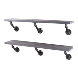 Restore Riverstone Grey 36 in. Shelves with Angled Brackets - Pipe Decor