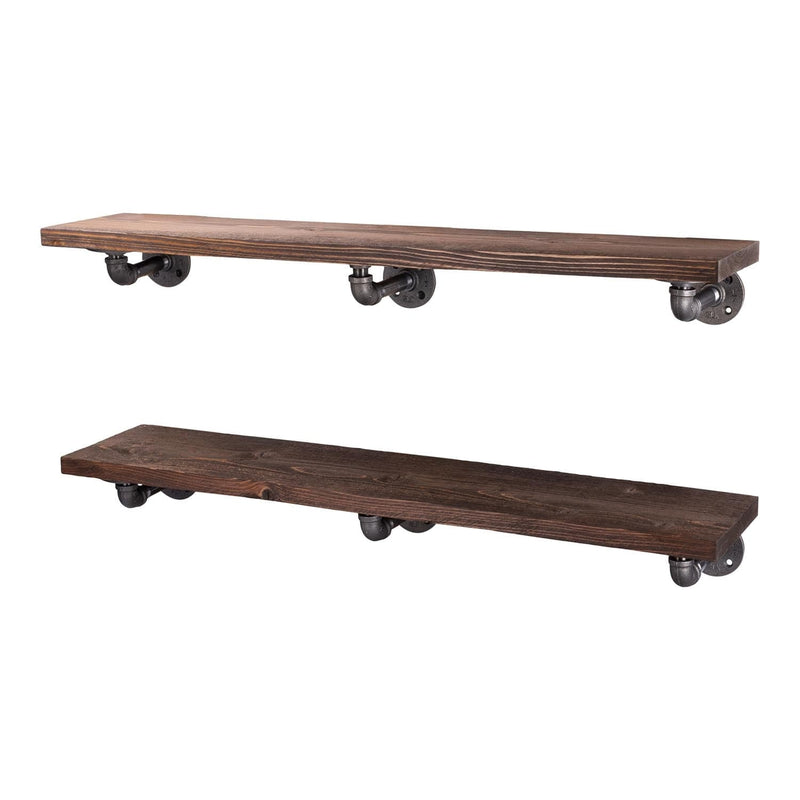 Restore Trail Brown 36 in. Shelves with L-Shaped Brackets - Pipe Decor