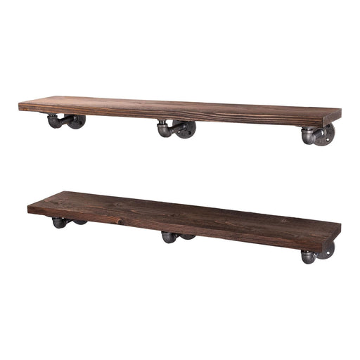 Restore Trail Brown 36 in. Shelves with L-Shaped Brackets - Pipe Decor