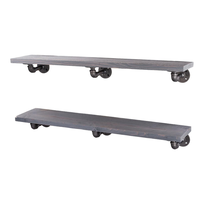 Restore Riverstone Grey 36 in. Shelves with L-Shaped Brackets - Pipe Decor